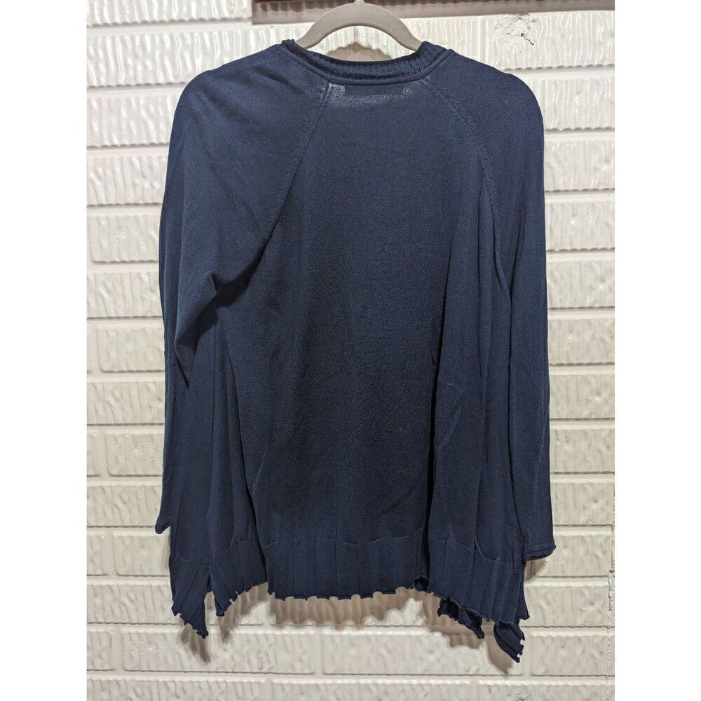Planet Womens Blue Raglan Sleeves Wide Box Pleat Bottom V-Neck Sweater One Size - Picture 4 of 8